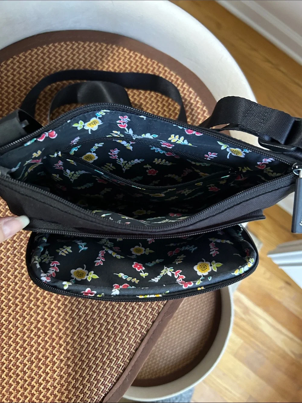 Vera Bradley Black Crossbody Bag with Front Zip Pocket